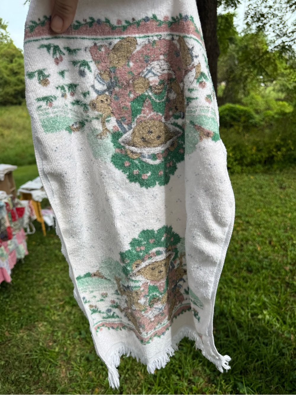 Vintage cottagecore Teddy Bear hand towel